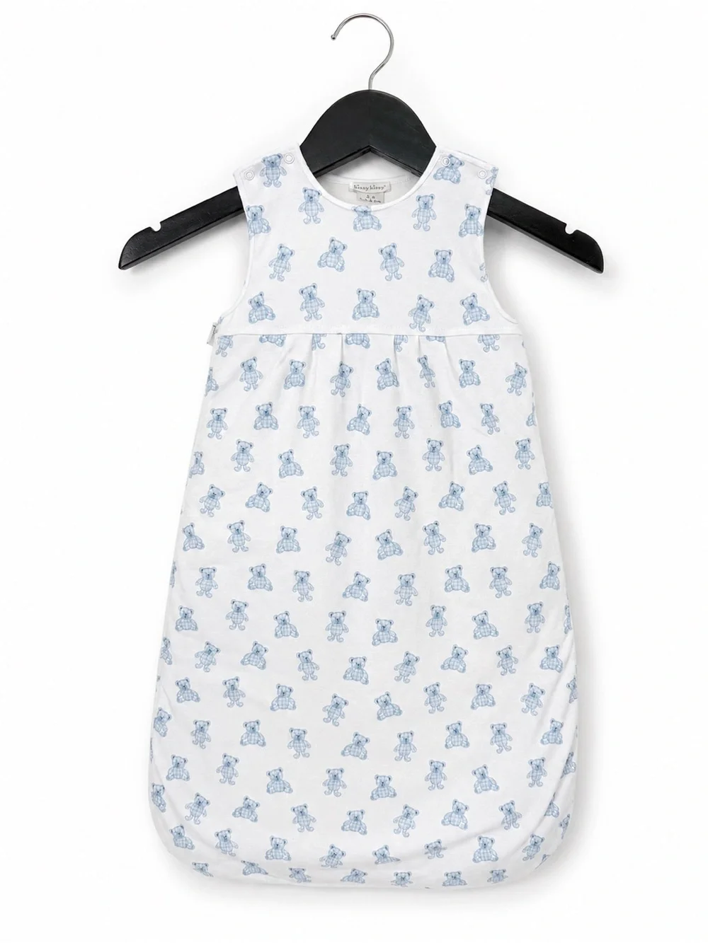 Kissy Kissy NEW Blue Teddy Bear Snuggle Bag 0-6M Pima Cotton Baby Boy Luxury
